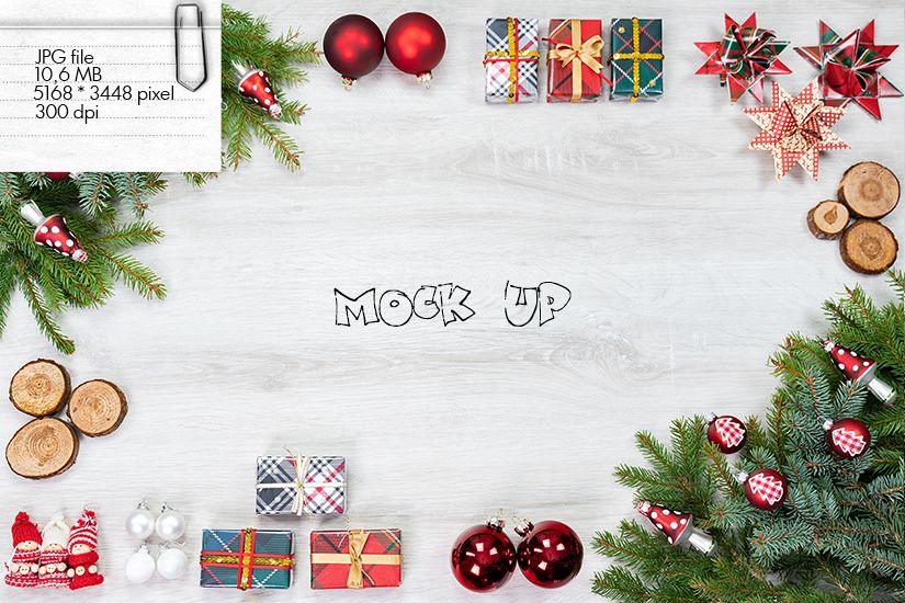 Mock up - Christmas from above red white example image 1
