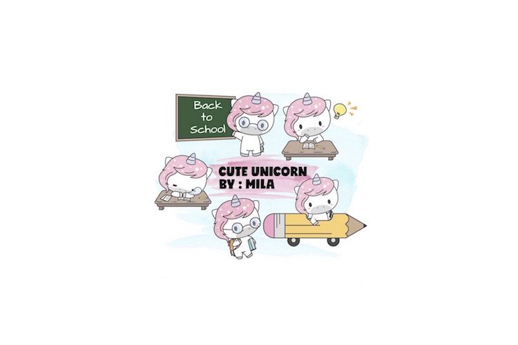 KAWAII UNICORN CLIPART BUNDLE PNG example image 1