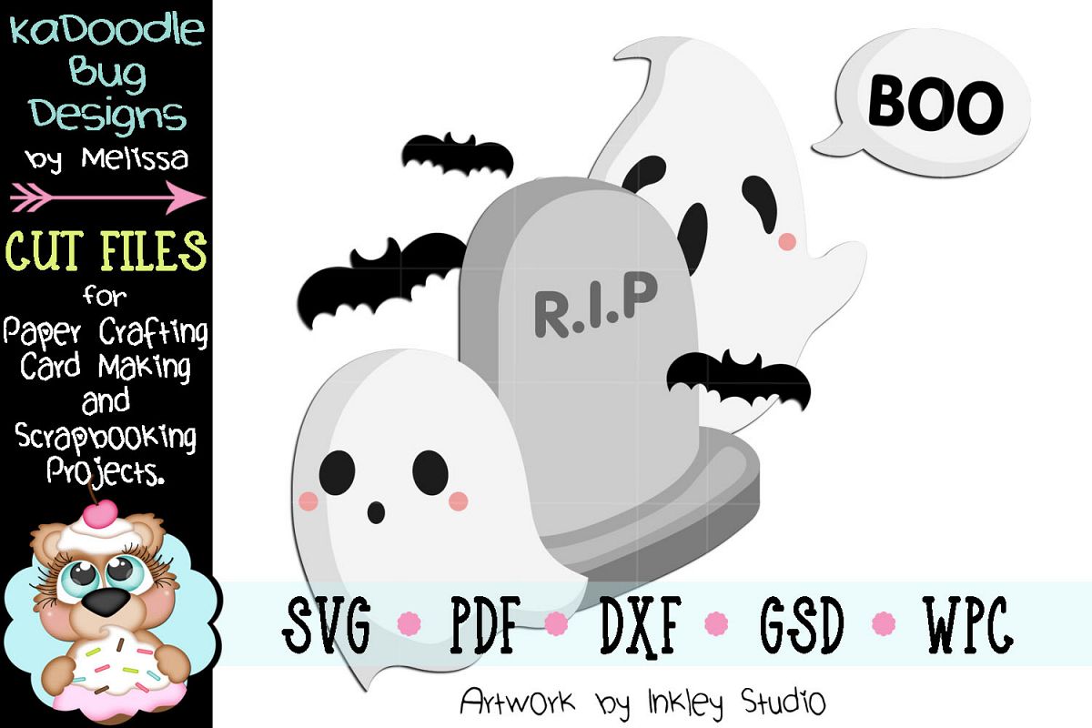 Boo Graveyard Ghost Cut File - SVG PDF DXF GSD WPC example image 1