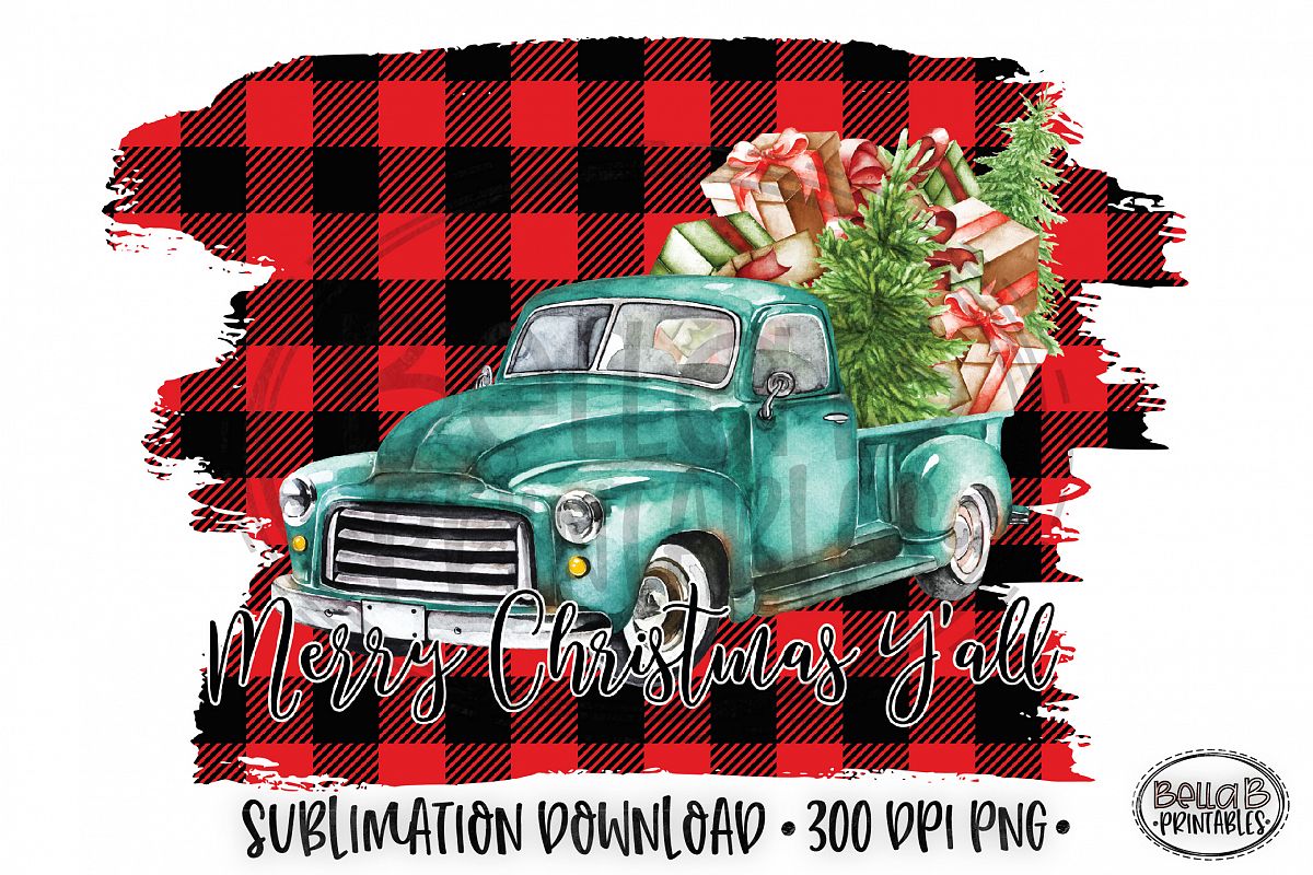 Christmas Sublimation Design, Christmas Truck Sublimation example image 1