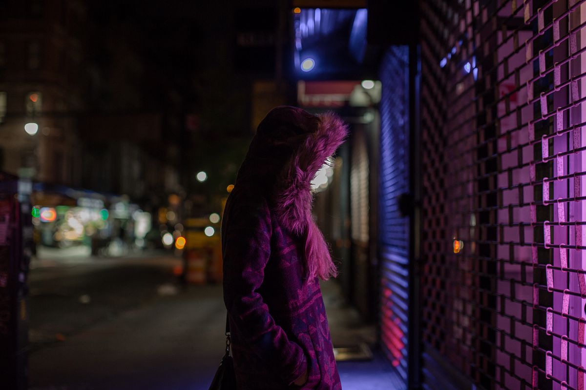 Girl looking into mystery lights example image 1