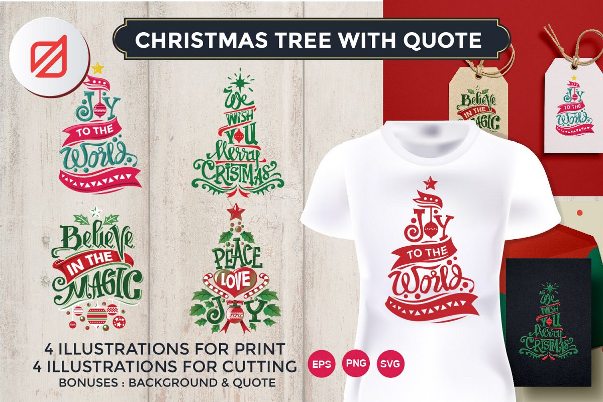 Christmas Tree with Quote Cutting File example image 1