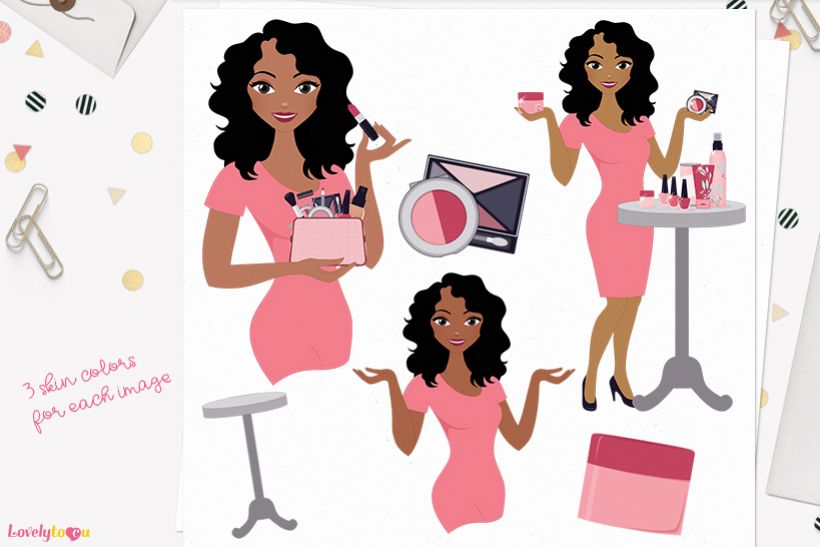 Woman makeup character clip art L100 Dezi example image 1