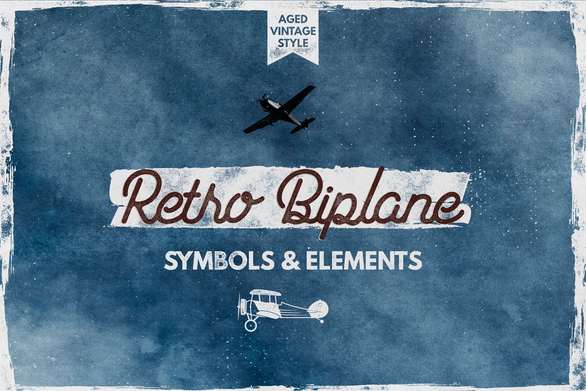Retro Biplane Symbols & Elements example image 1