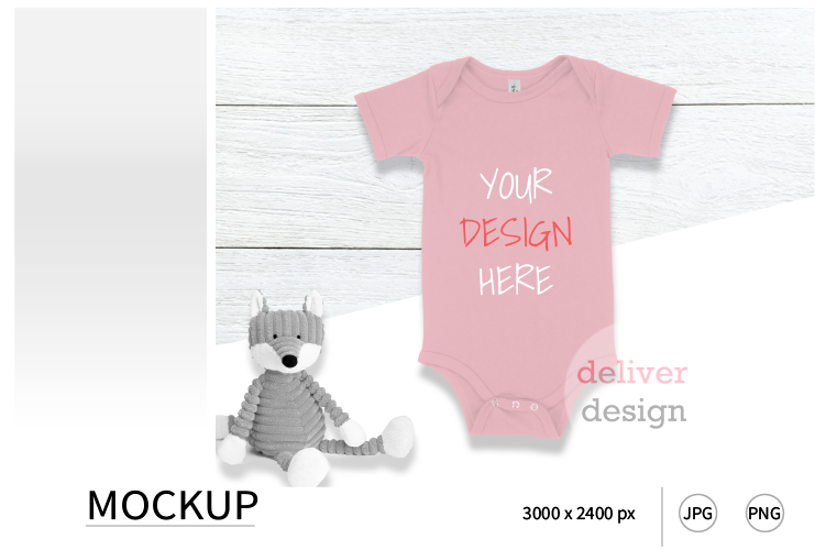 Pink Bella Canvas 100B Mockup / Bodysuit Mockup example image 1