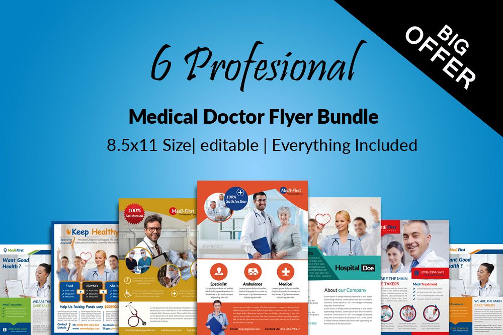 6 Medical Doctor Flyers Bundle example image 1