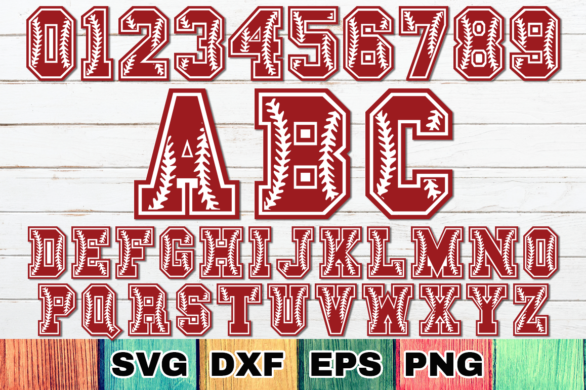 Download Baseball & Softball Letters. Full A-Z Alphabet & Numbers SVG