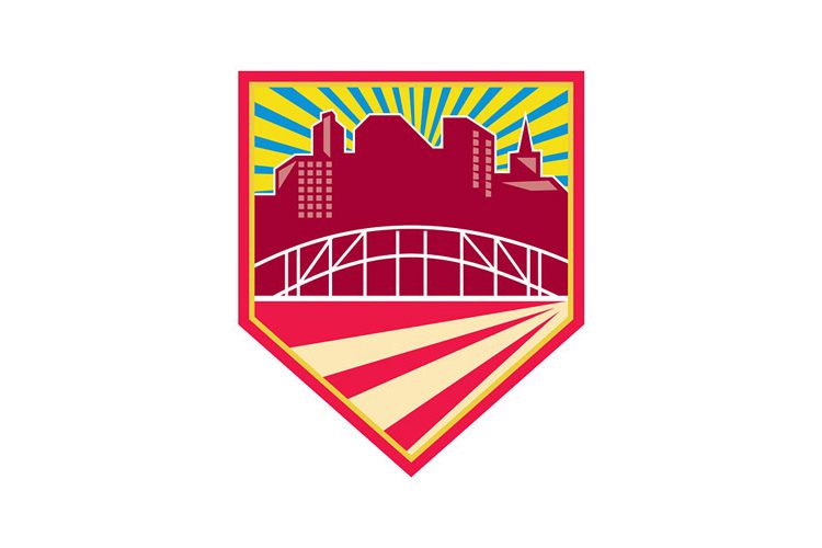 Skyscrapers and Bridge Retro Crest example image 1