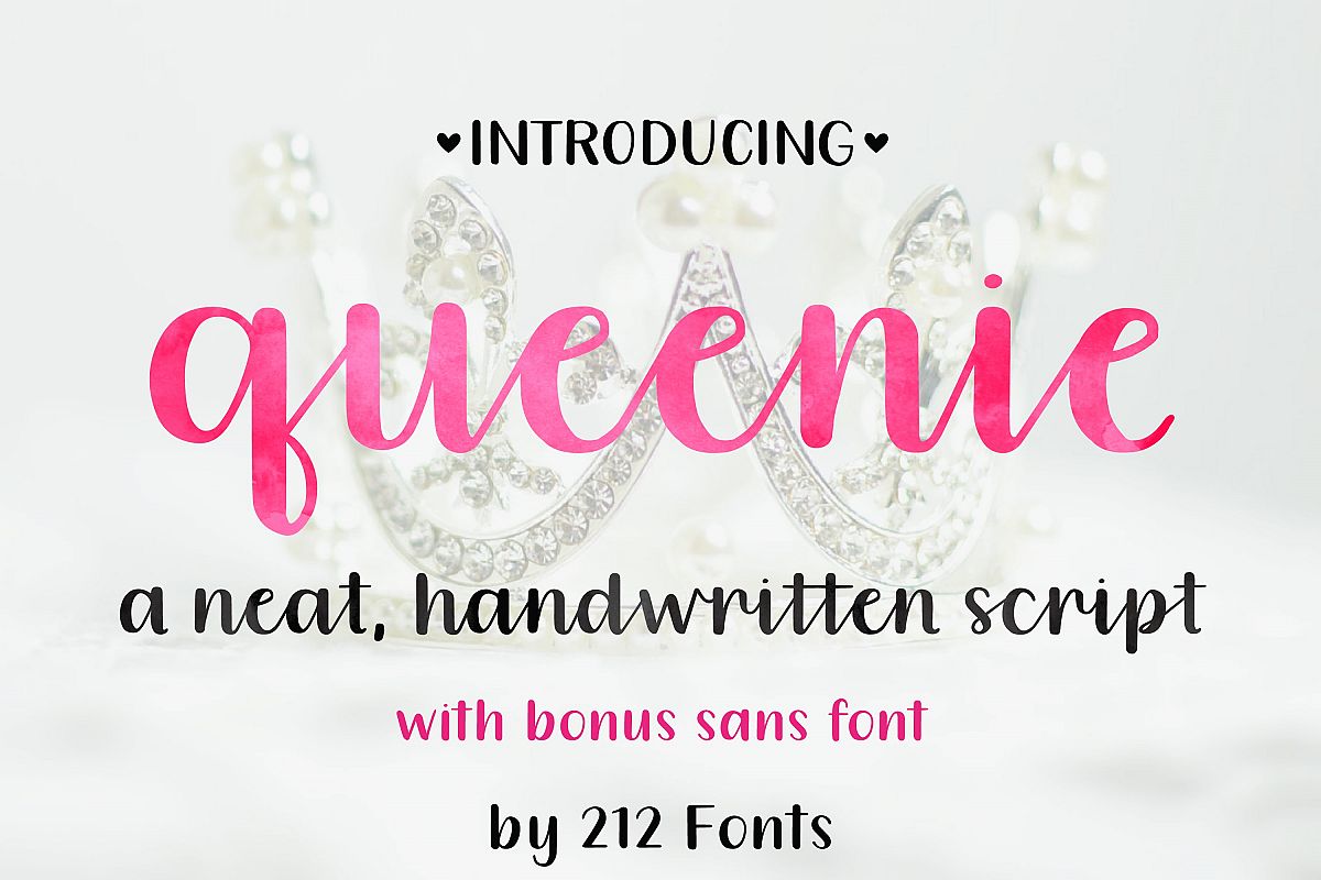 Queenie Font Family including Script, Sans, and Serif example image 1