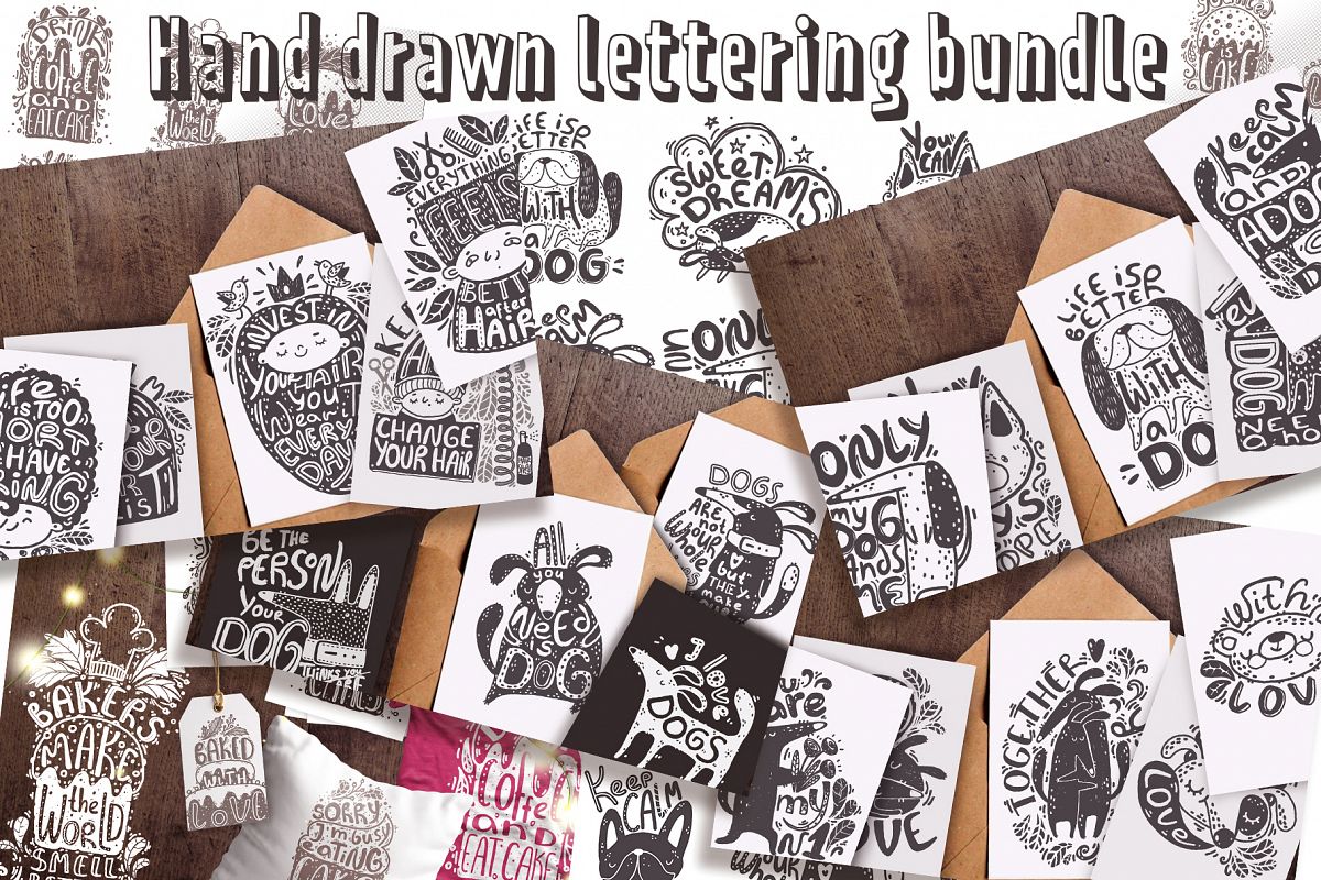 Hand drawn lettering bundle example image 1