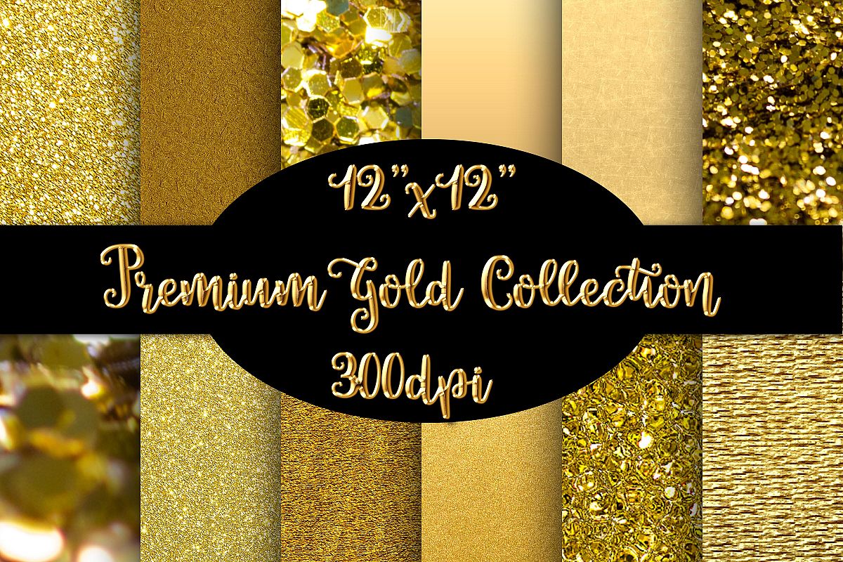 12 Premium Gold Textured Papers / Backgrounds example image 1