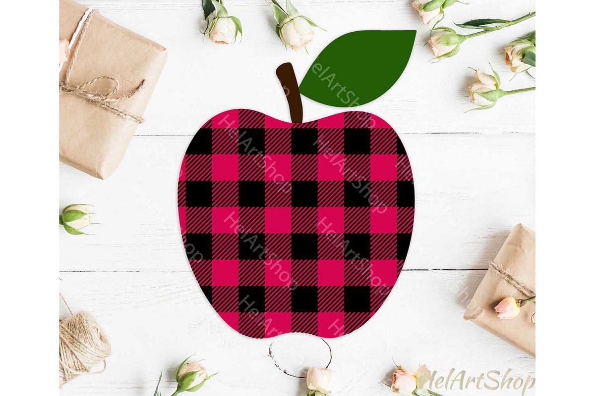 Buffalo Plaid Apple svg, Teacher svg, Back To school svg example image 1