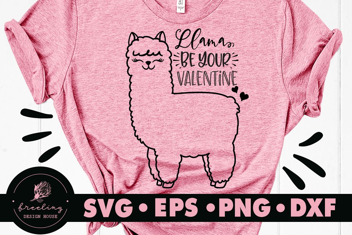 Llama Be Your Valentine SVG DXF EPS PNG example image 1