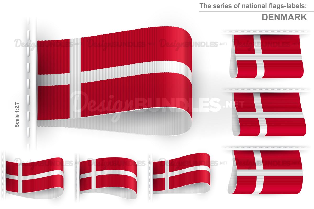 Vector Denmark Flag Tag Clothes Label Sticker Sewn Set example image 1