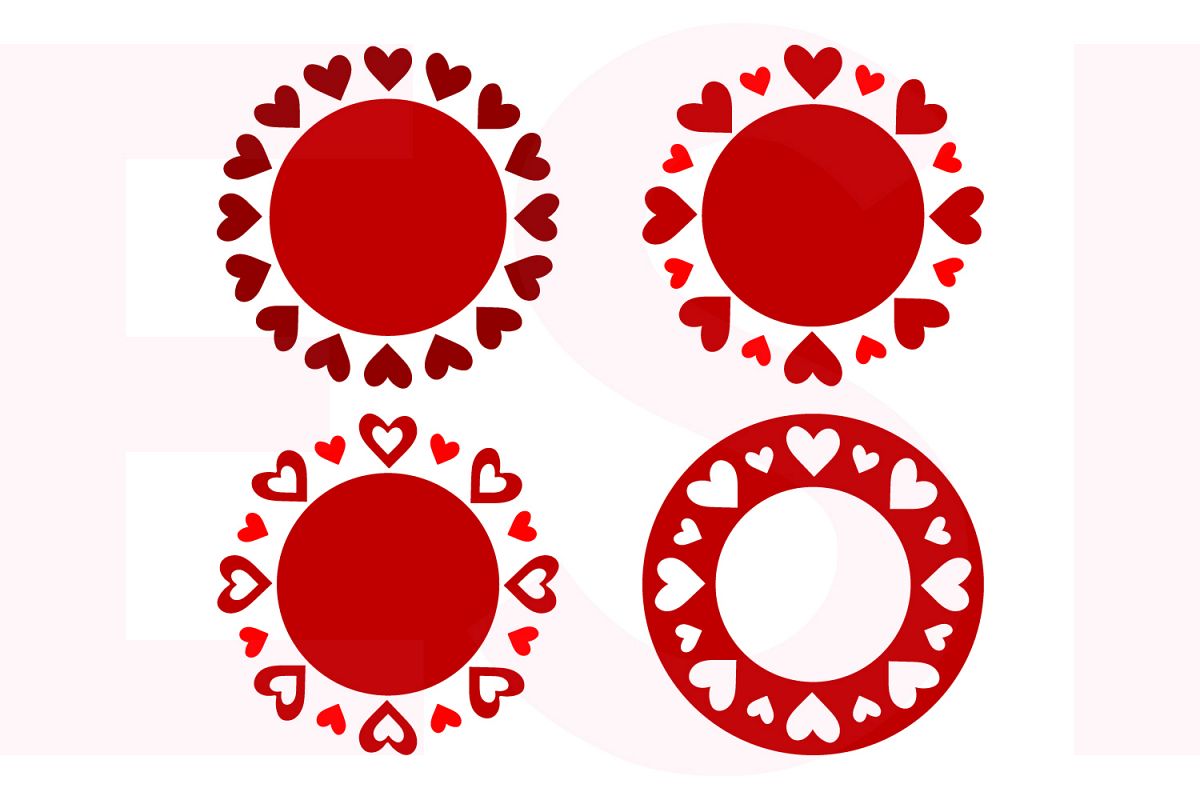 Valentines Circle Monogram Frame Designs Set example image 1