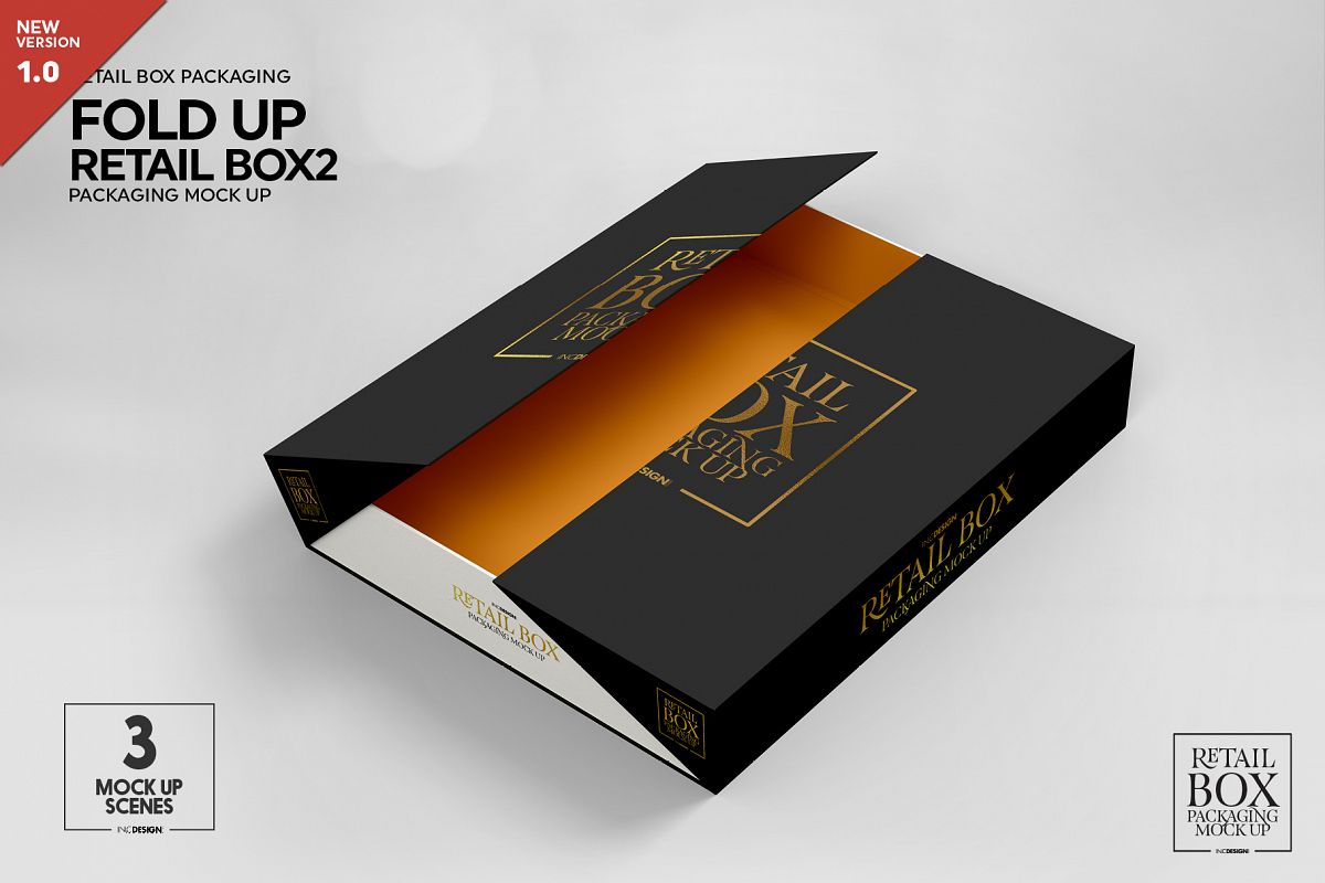 Download Fold Up Retail Thin Box Packaging Mockup