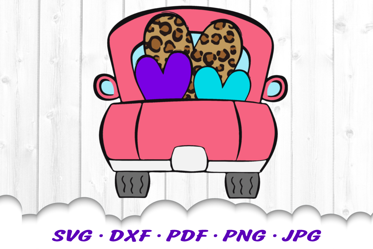 Valentines Truck Leopard Print Heart Sublimation PNG Design example image 1
