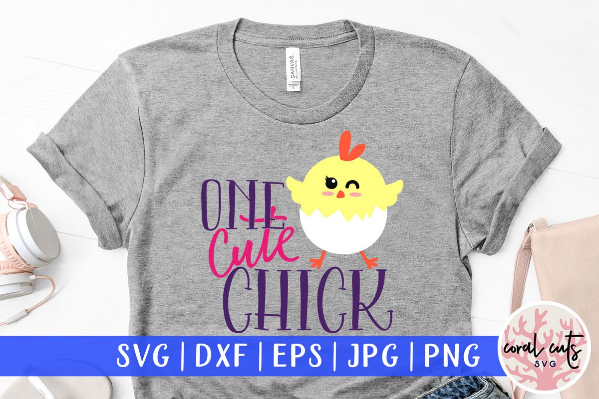 One cute chick - Easter SVG EPS DXF PNG Cutting File example image 1