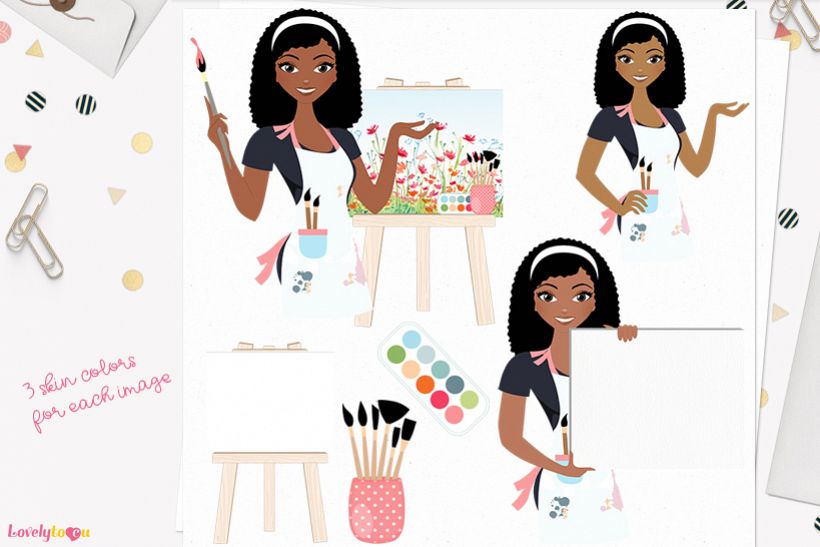 Woman artist character clip art L138 Nelly example image 1