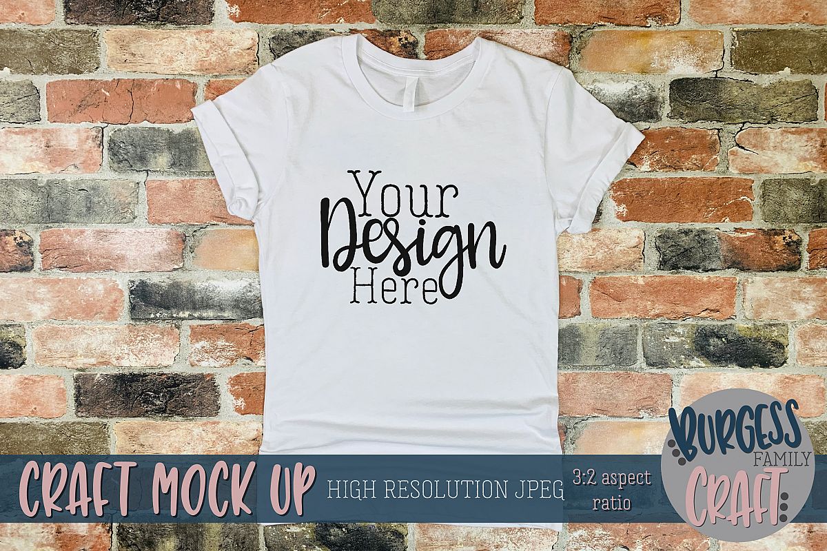 Basic white canvas shirt Craft mock up |High Res JPEG example image 1