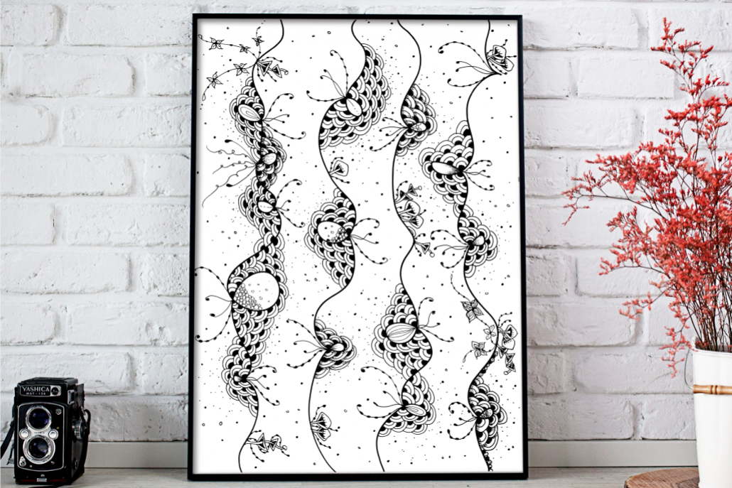 Abstract Floral Art, A1, SVG example image 1