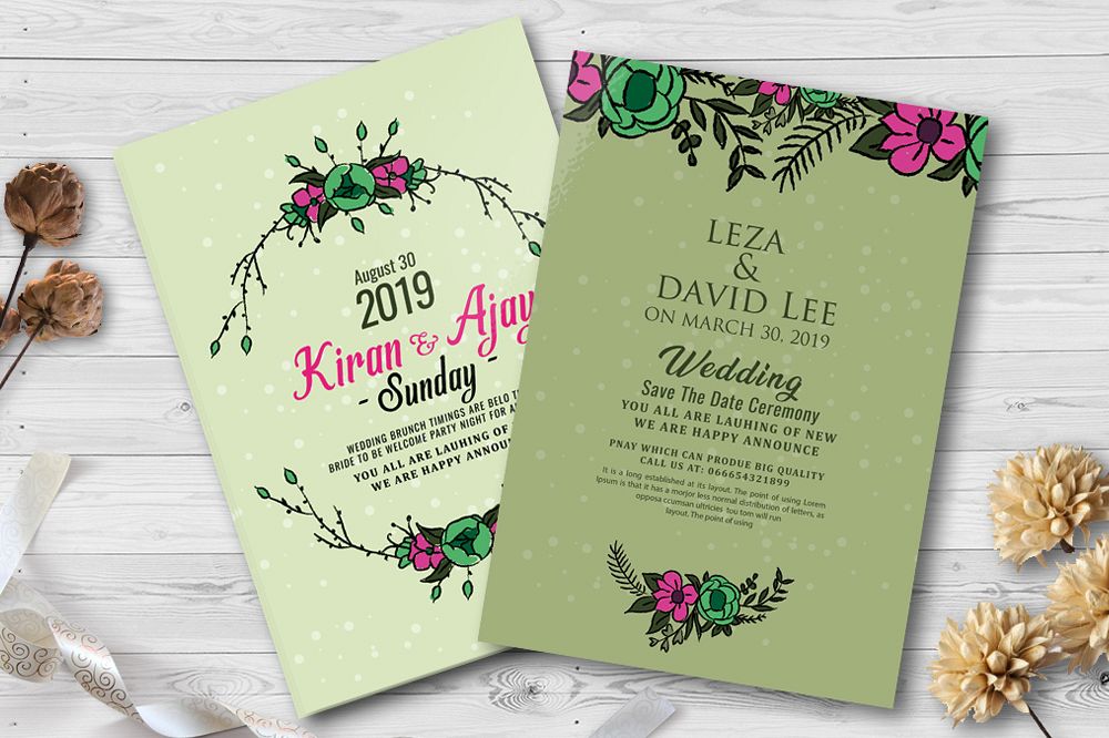 Double Sided Floral Wedding Invites example image 1