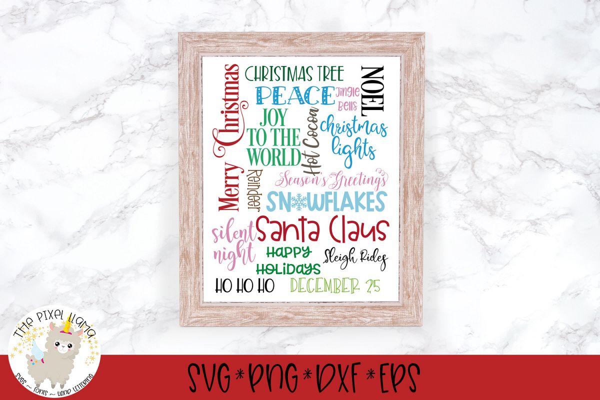 Christmas Subway Word Art SVG Cut File example image 1