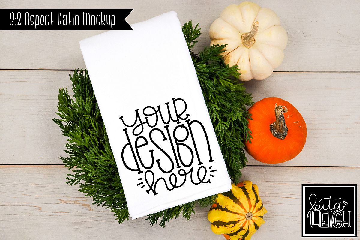 Flour Sack Tea Towel Fall Pumpkin Mockup example image 1