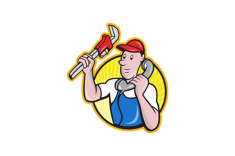 Plumber Worker With Adjustable Wrench Phone example image 1