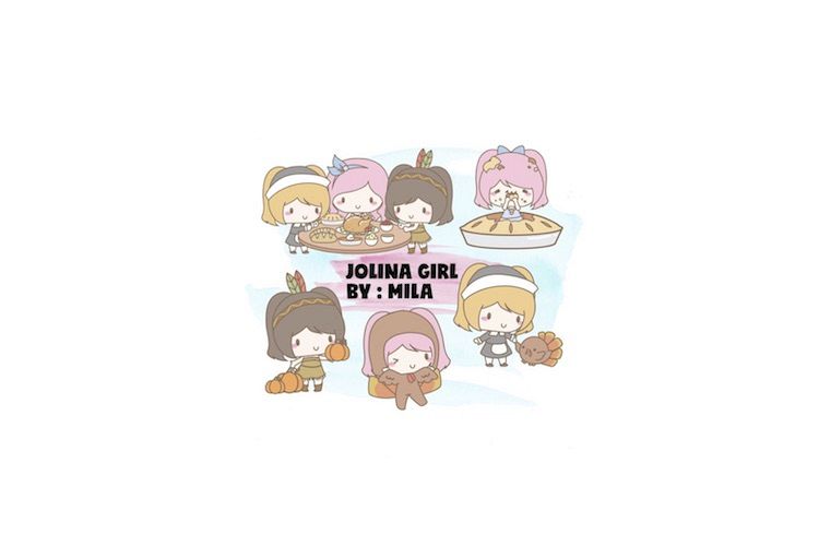 KAWAII GIRL JOLINA THANKSGIVING CLIPART BUNDLE PNG example image 1