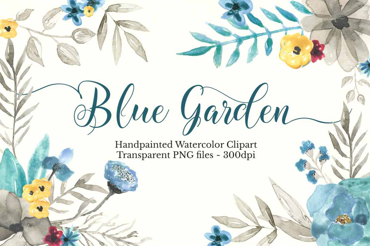 Watercolor Floral Clipart Set example image 1