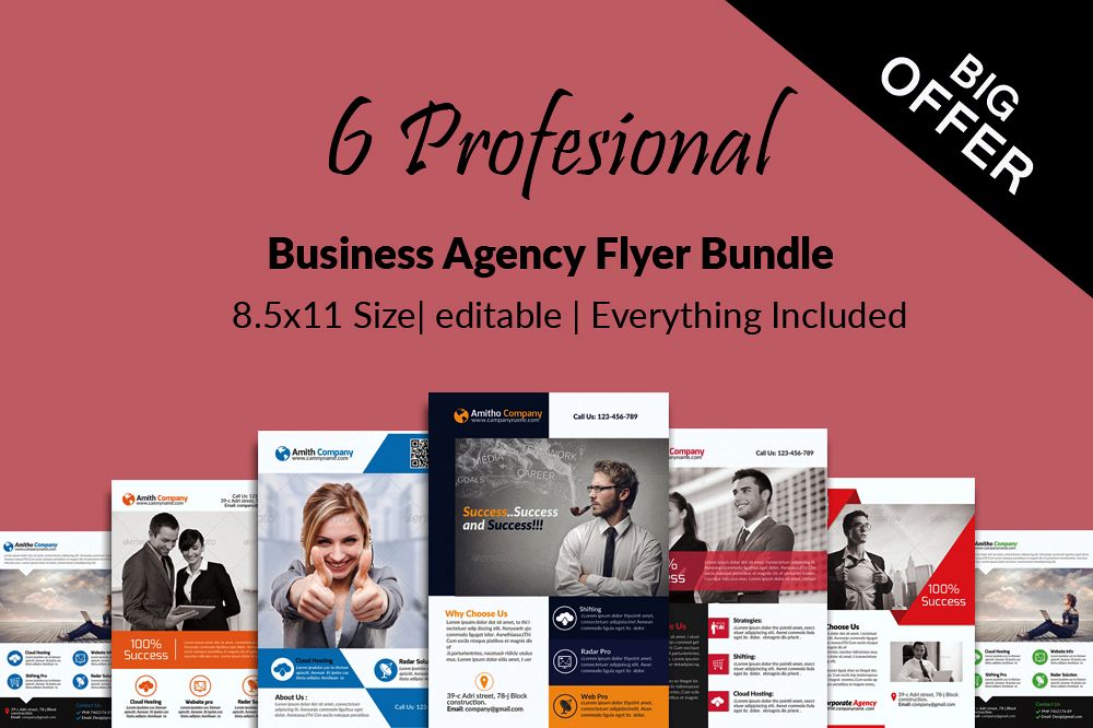 6 Corporate Business Flyers Bundle example image 1
