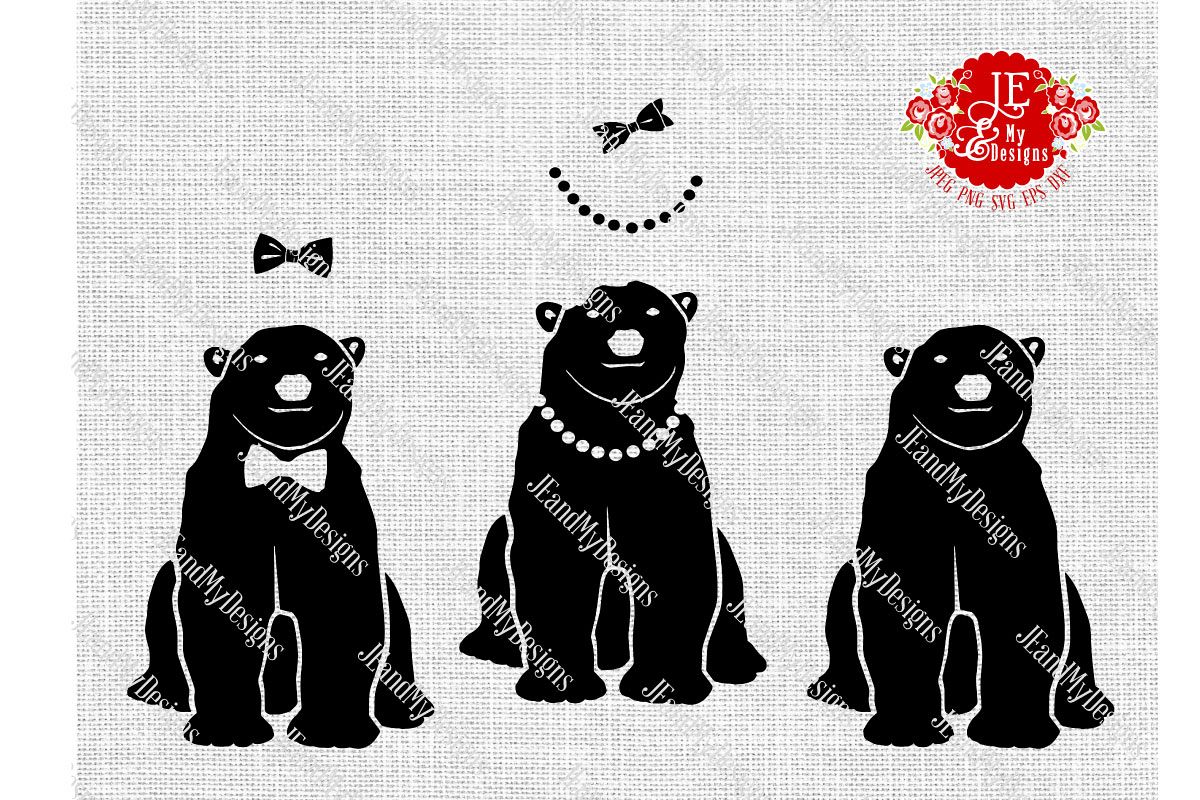 Polar Bear Trio SVG, JPEG, PNG, EPS, DXF example image 1