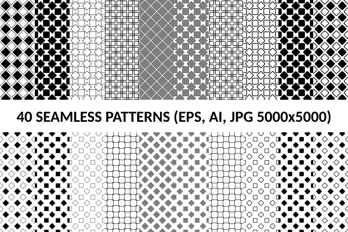 40 Seamless Square Patterns (AI, EPS, JPG 5000x5000) example image 1