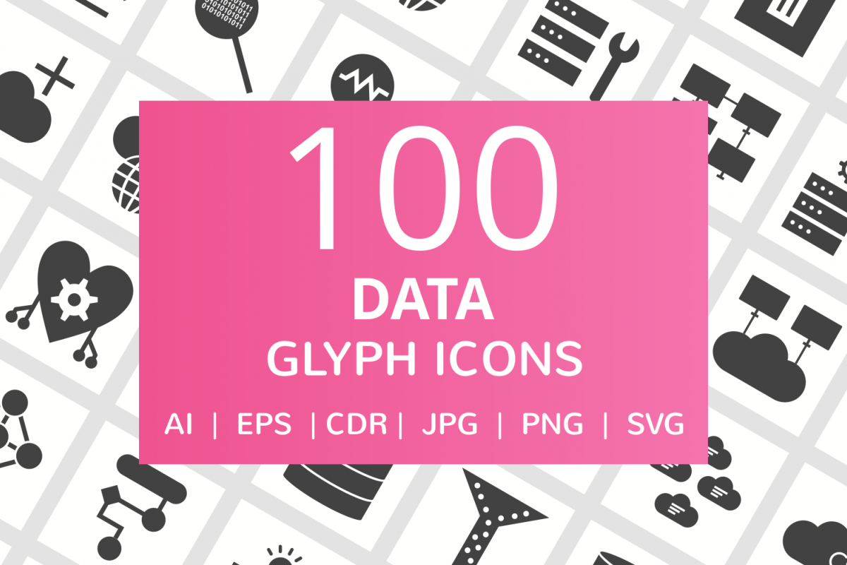 100 Data Glyph Icons example image 1