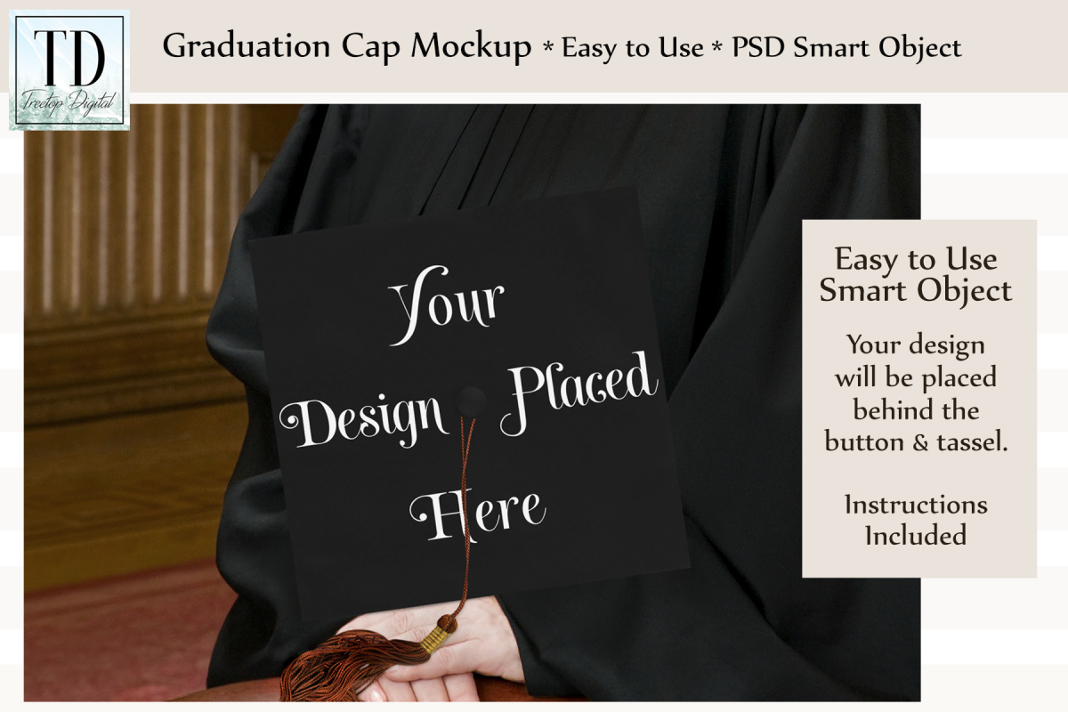 Graduation Cap Mockup, A Cap & Gown Mockup with Smart Object example image 1