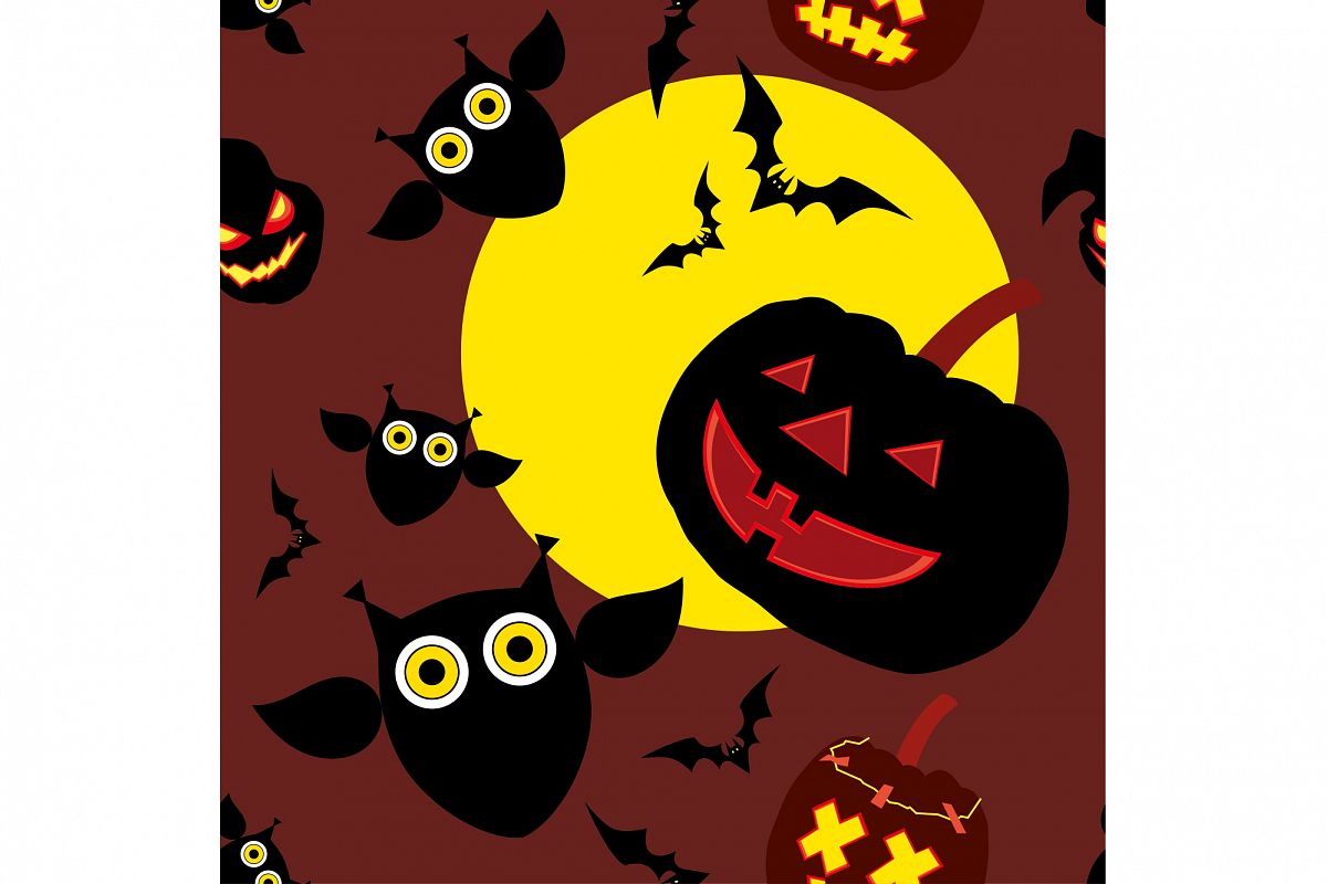Seamless decorative vector background Happy Halloween. Print. Repeating background. Cloth design, wallpaper. example image 1