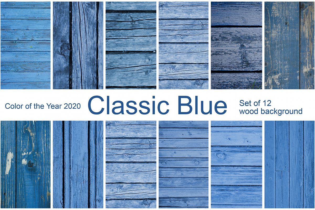 Classic Blue. 12 wood background. Color of the year 2020 example image 1