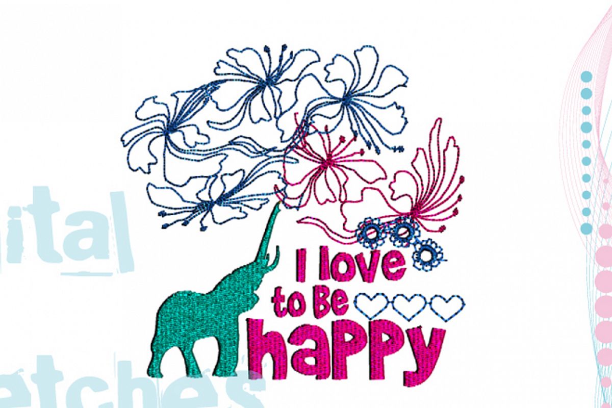 Saying I Love To Be Happy Machine Embroidery Design 2 Sizes example image 1