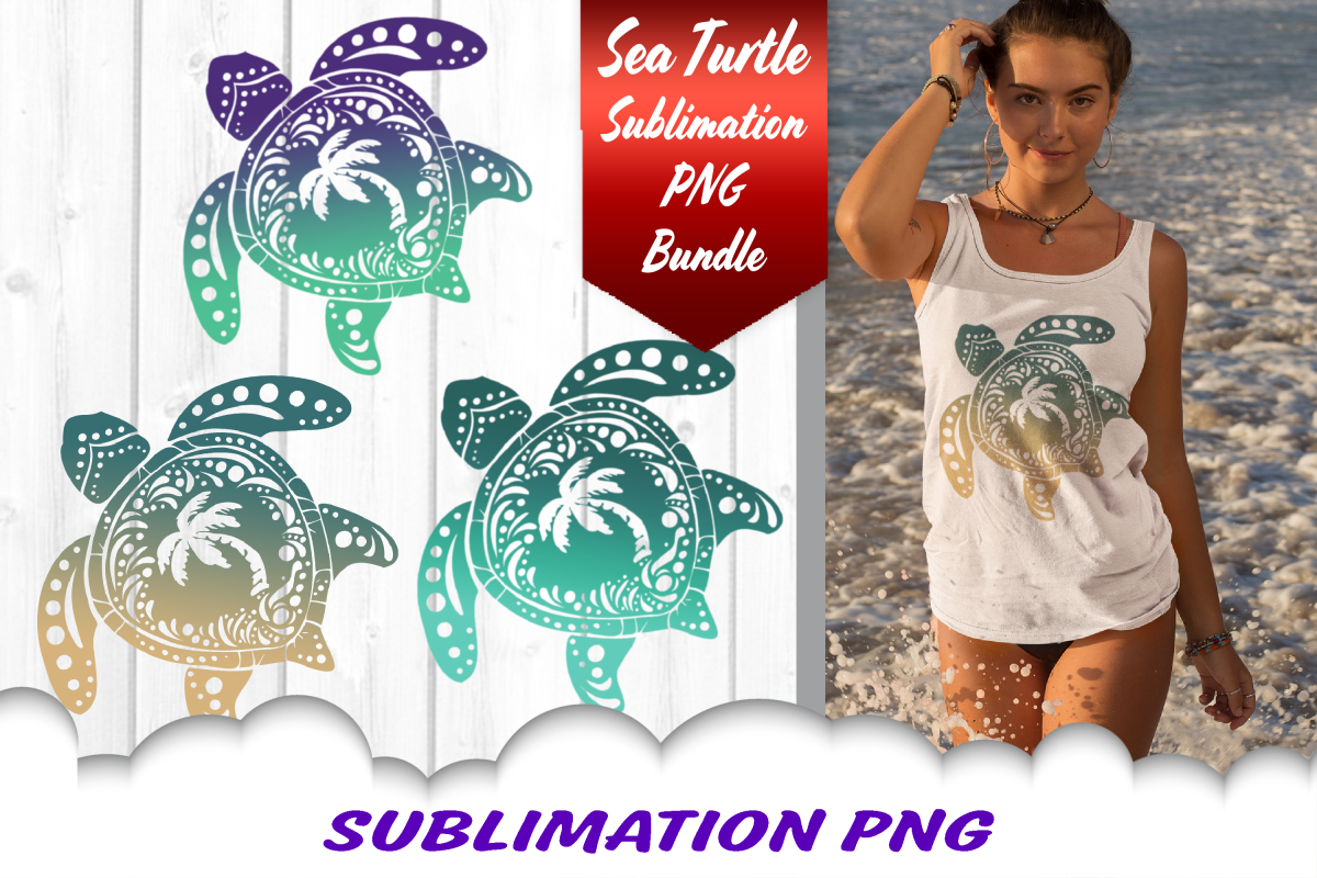 Download Sea Turtle Palm Beach Sublimation PNG Bundle (445194) | Sublimation | Design Bundles