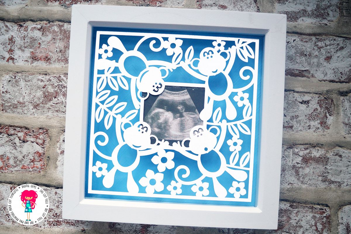 Monkey Frame paper cut SVG DXF EPS files example image 1