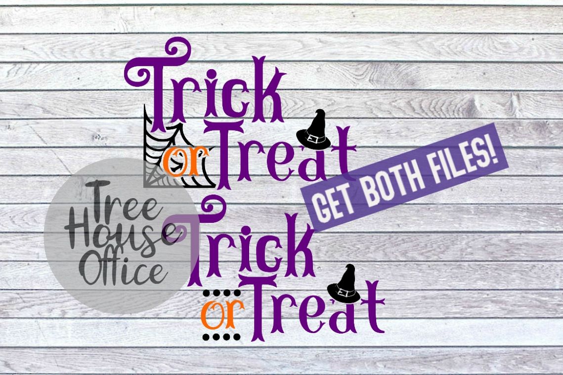 Trick or Treat Happy Halloween Witches Hat SVG PNG JPG DXF example image 1