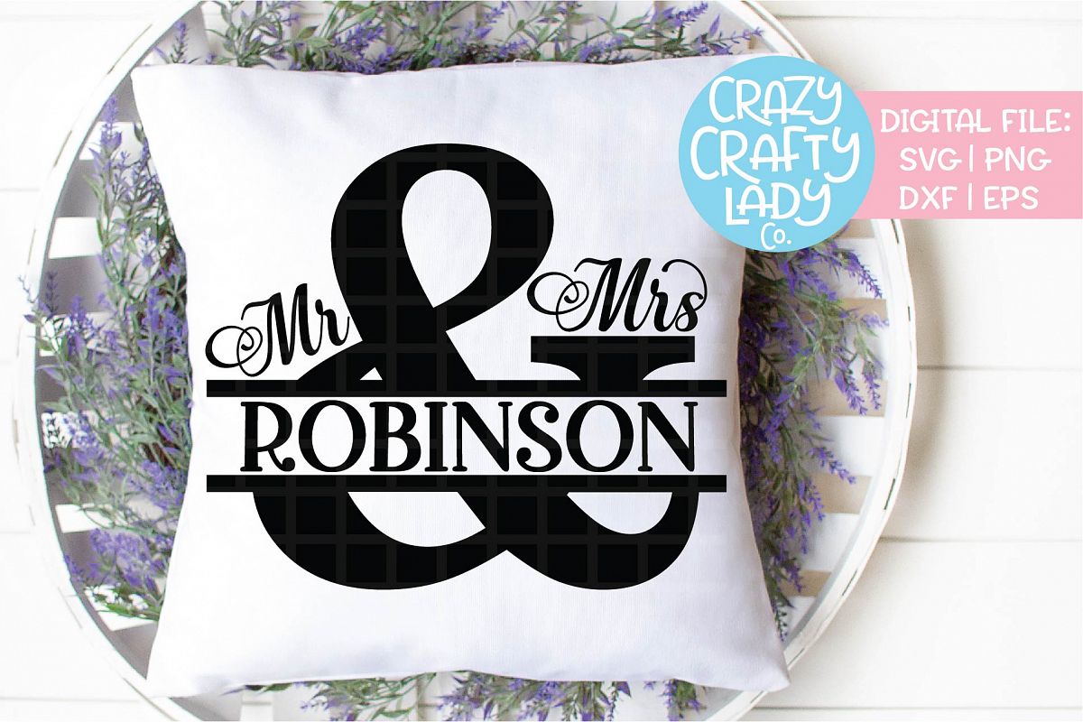 Mr & Mrs Split Ampersand Wedding SVG DXF EPS PNG Cut File example image 1