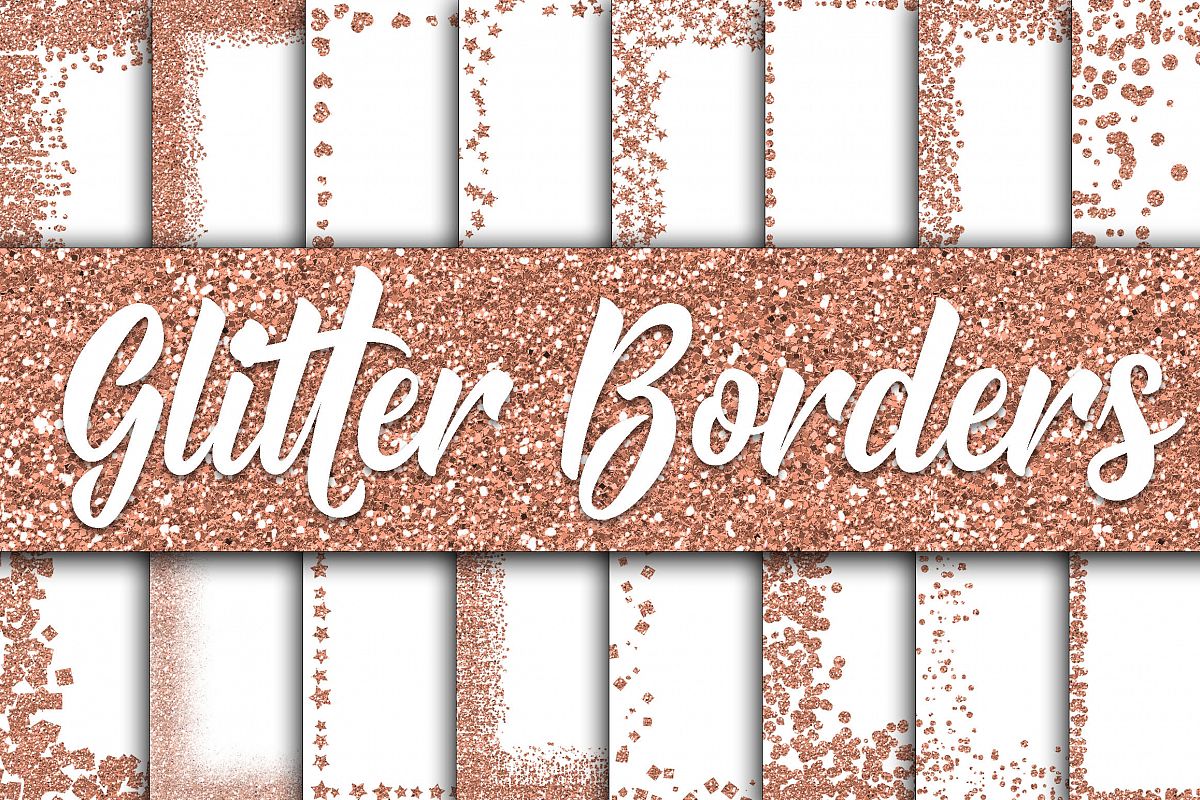 Rose Gold Glitter Borders Digital Paper example image 1