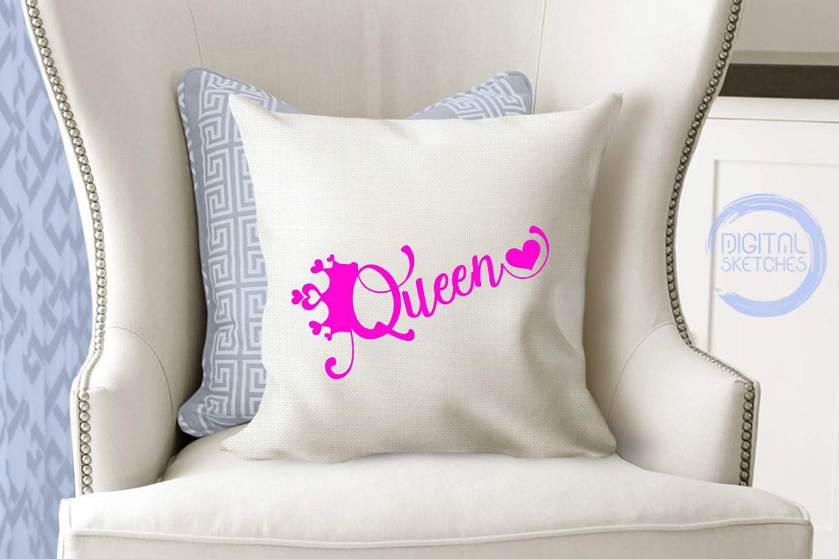 Princess Crown Queen Saying Heart Cut File Vector Graphics example image 1