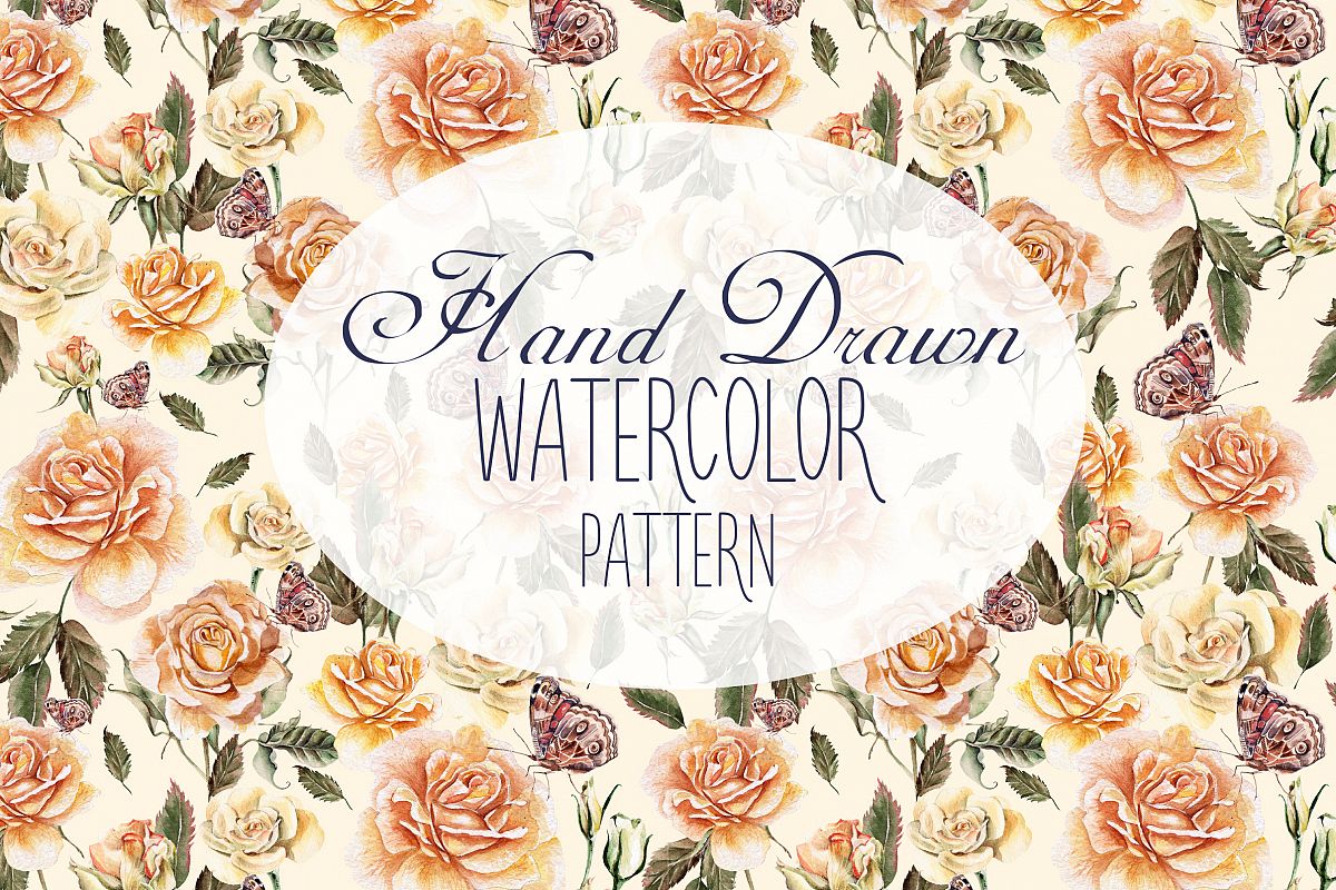 9 Hand Drawn Watercolor PATTERNS example image 1