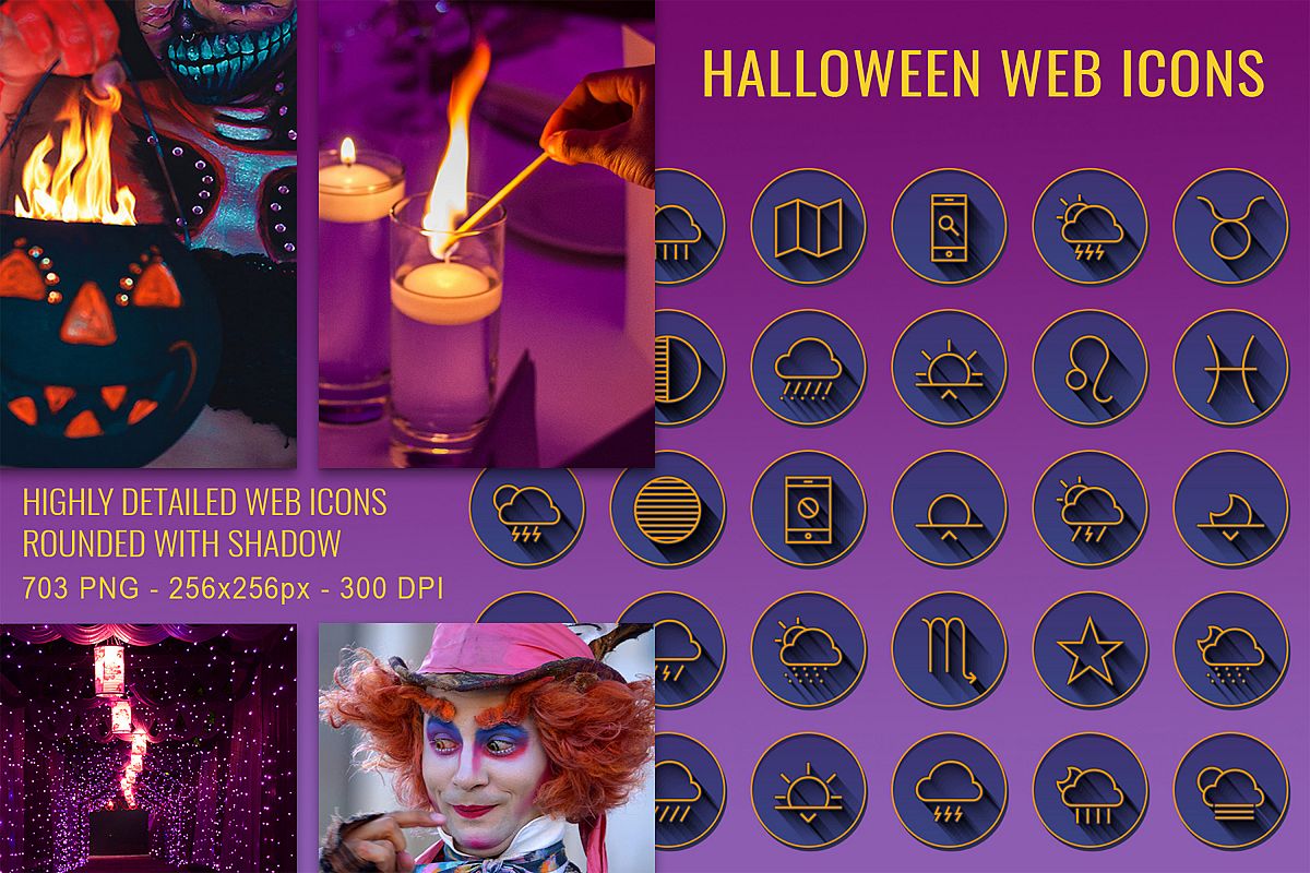 703 Halloween Web Communication Icons Set example image 1