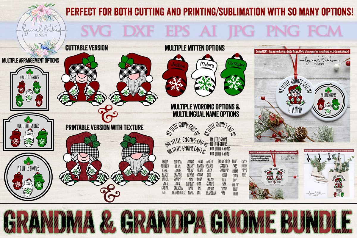 NEW! Grandma and Grandpa Gnome SUBLIMATION and SVG LL285 example image 1