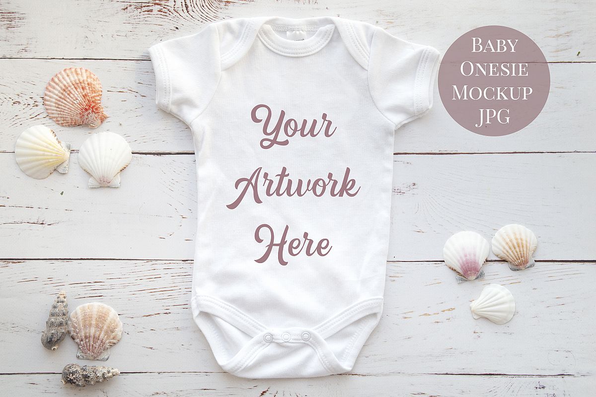 Onsie, Infant bodysuit Mockup, neutral shells example image 1