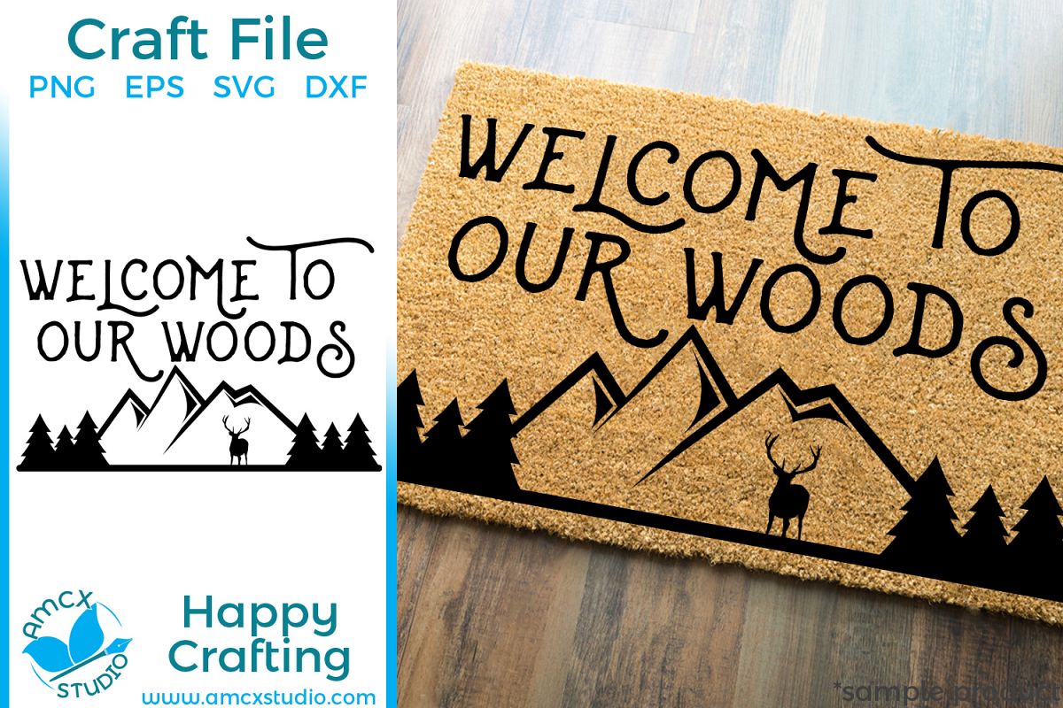 Welcome To Our Woods Front Doormat SVG example image 1